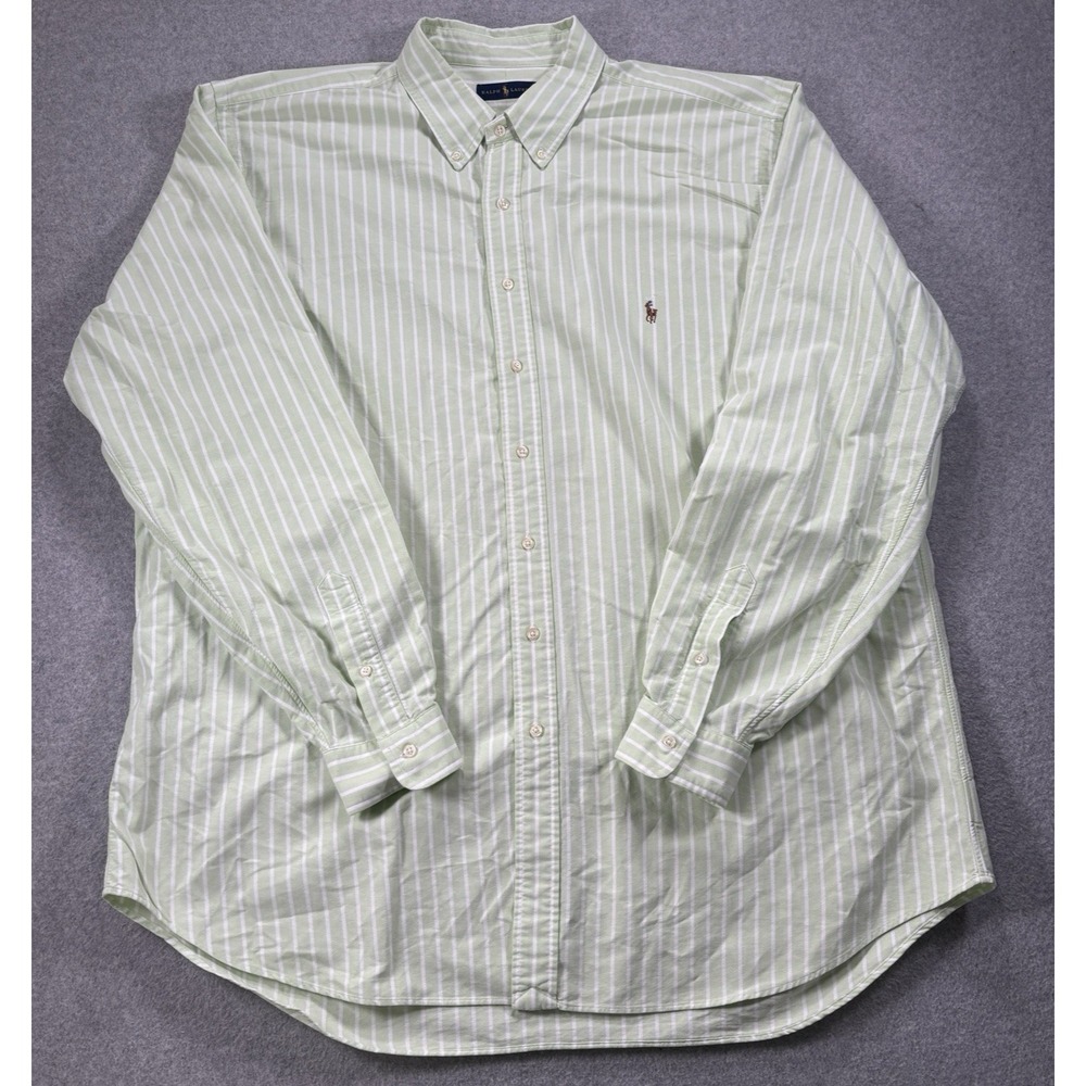 Polo Ralph Lauren Shirt Mens 2XLT Green Button Down Oxford Pony Logo Long Sleeve